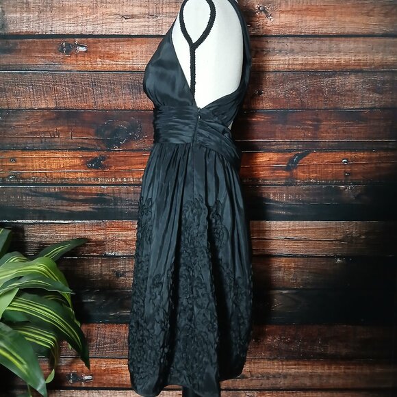 Davids Bridal Dress 10 Black Formal Halter Cross Back Full Embellished - Picture 6 of 10